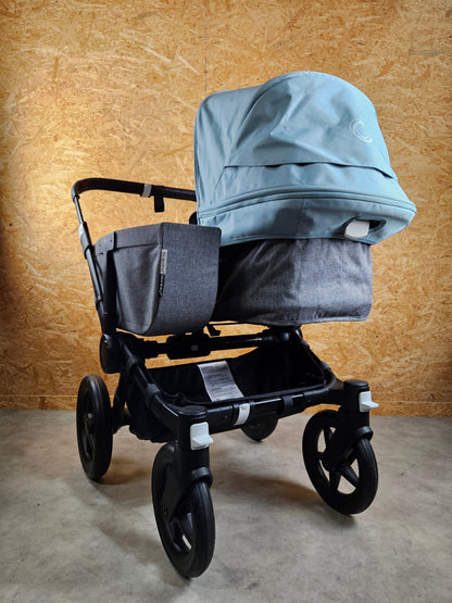 Bugaboo - Donkey 3 Duo (sportsitz und Liegewanne) Geschwisterwagen Inkl. Seitliche Gepäcktasche - Türkise Sonnendach