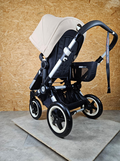 Bugaboo - Donkey Duo Kinderwagen (1 Liegewanne / 2 Sportsitze) Inkl. Seitliche Gepäcktasche - Ivory - in Gutem Zustand