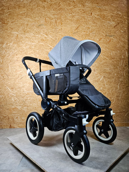 Bugaboo - Donkey Mono Geschwisterwagen (sportsitz und Liegewanne) Inkl. Seitliche Gepäcktasche - Grau - in sehr Gutem