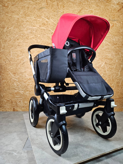 Bugaboo - Donkey Mono Kinderwagen (1 Liegewanne / 1 Sportsitz) Inkl. Seitliche Gepäcktasche - Schwarz Rot in Gutem
